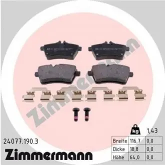 Колодки гальмівні (передні) MB A-class (W169) 04-12 (Bendix-Bosch) (з аксесуарами) ZIMMERMANN 240771903