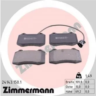 Гальмівні колодки, дискове гальмо (набір) ZIMMERMANN 241431501