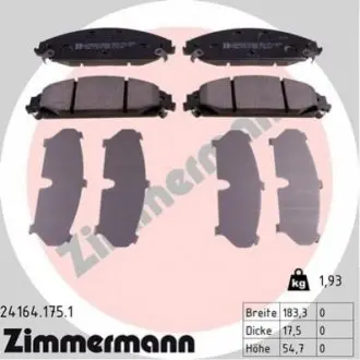 Колодки гальмівні (передні) Dodge Charger/Challenger/Chrysler 300 C 04 ZIMMERMANN 241641751