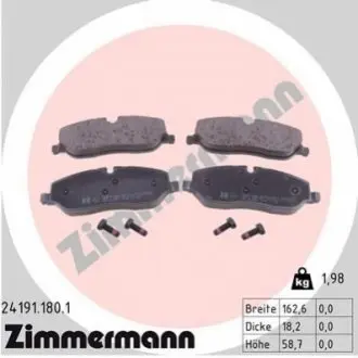 Колодки тормозные дисковые ZIMMERMANN 241911801 Купить в Украине