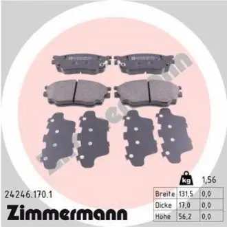 Колодки гальмівні (передні) Mazda 6 02-07 (131.5x56.2x17) (Akebono) ZIMMERMANN 242461701 Купити в Україні