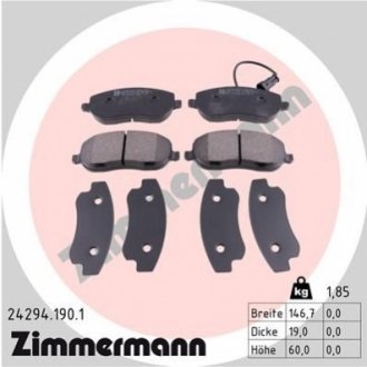 Гальмівні колодки, дискове гальмо (набір) ZIMMERMANN 242941901 (фото 1)