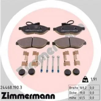 Колодки гальмівні (передні) Citroen Jumper/Fiat Ducato/Peugeot Boxer 06- (Brembo) (з датчиком) ZIMMERMANN 244681903 Купити в Україні