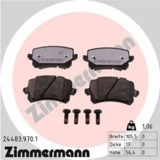 Колодки гальмівні (задні) Audi A6/VW Passat 1.8TSI/2.0TDI 05- (Lucas) (з низьким продукуванням пилу) ZIMMERMANN 244839701
