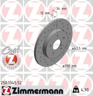 Тормозной диск ZIMMERMANN 250134552