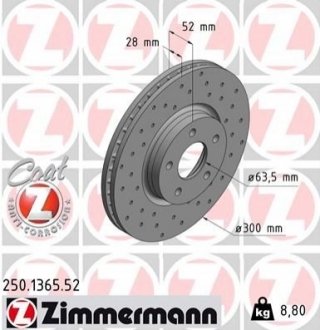 Тормозной диск - (1500159, 7G911125EA) ZIMMERMANN 250136552 (фото 1)