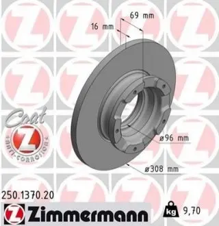 Диск гальмівний (задній) Ford Transit 12- (288x16) (+ ABS) ZIMMERMANN 250137020