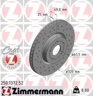 Тормозной диск передний ZIMMERMANN 250137252