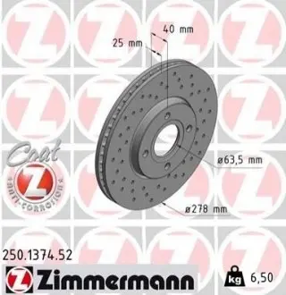 Гальмівний диск SPORT BRAKE DISC Z ZIMMERMANN 250137452