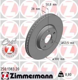 Гальмівні диски передні ZIMMERMANN 250138320 (фото 1)