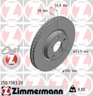 Тормозные диски передние ZIMMERMANN 250138320 Купить в Украине