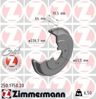Гальмівний барабан ZIMMERMANN 250175020