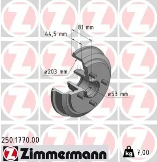 Гальмівний барабан ZIMMERMANN 250177000