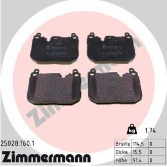 Тормозные колодки дисковые передние ZIMMERMANN 250281601