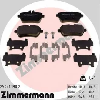 Колодки гальмівні (задні) MB S-class (W222/C217) 13- (TRW) (з аксесуарами) ZIMMERMANN 250711902 Купити в Україні