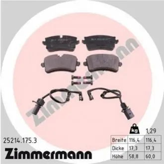 Колодки гальмівні (задні) Audi A8 09- / A7 Sportback 13-18 (Lucas) (з датчиками) ZIMMERMANN 252141753 Купити в Україні