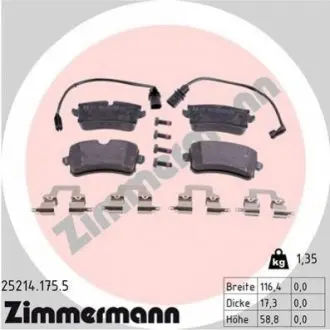 Колодки гальмівні (задні) Audi A4/A5/A6/A7 10-/Porsche Macan 14 ZIMMERMANN 252141755