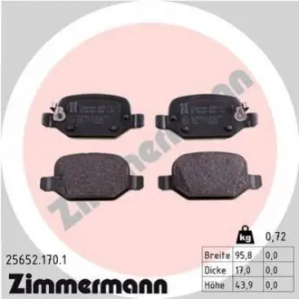 Гальмiвнi колодки дисковi без аксесуарiв заднi ZIMMERMANN 256521701 Купити в Україні