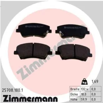Колодки гальмівні (передні) Hyundai Elantra 10-/ i30 11-/ Kia Ceed 12- (Mando) (з аксесуарами) ZIMMERMANN 25708.180.1 Купити в Україні