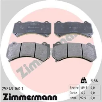 Колодки гальмівні (передні) Jeep Grand Cherokee 10-/Chevrolet Camaro 15 ZIMMERMANN 258491601