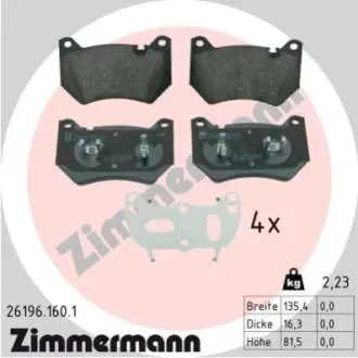 Колодки гальмівні (передні) Audi Q5 18 ZIMMERMANN 261961601 Купити в Україні