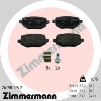 Колодки гальмівні (задні) Citroen C4 20-/Peugeot 2008/208/Opel Corsa F 19-/Mokka 20 ZIMMERMANN 261981752 Купити в Україні