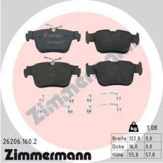 Колодки гальмівні (задні) Audi A3/VW Golf 12-/Touran/Passat B8 14-/Skoda Karoq 17-/Octavia 20 ZIMMERMANN 262061602 Купити в Україні