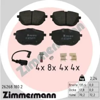 Колодки тормозные дисковые, к-кт ZIMMERMANN 262681802 Купить в Украине