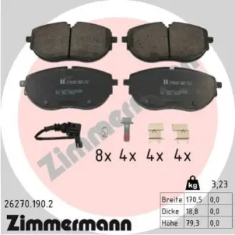 Колодки гальмівні (передні) VW T6 15- (з датчиком) ZIMMERMANN 262701902 Купити в Україні