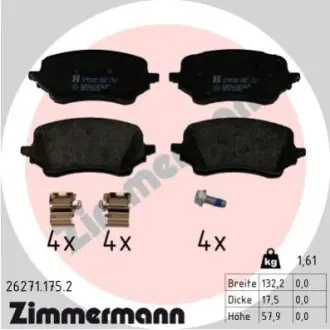 Гальмівні колодки ZIMMERMANN 262711752 Купити в Україні