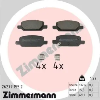 Колодки гальмівні (задні) Tesla Model 3 17-/Model Y 19 ZIMMERMANN 262771552 Купити в Україні