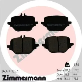 Колодки гальмівні (задні) MB C-class (W206)/E-clas (W214)/S-class (W223) 20 ZIMMERMANN 263741651 Купити в Україні