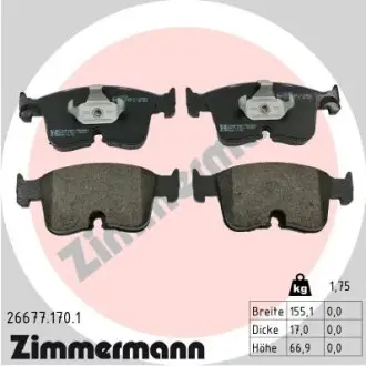 Колодки гальмівні (передні) Audi A3 2.0 TDI 20-/VW Caddy 1.5 TSi EVO/2.0 TDi 20 ZIMMERMANN 266771701 Купить в Украине