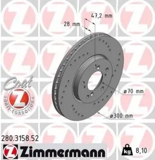 Тормозной диск ZIMMERMANN 280315852