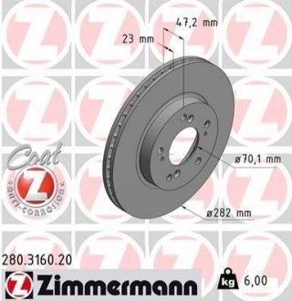 Гальмівний диск ZIMMERMANN 280316020