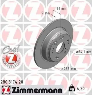Тормозной диск ZIMMERMANN 280317420