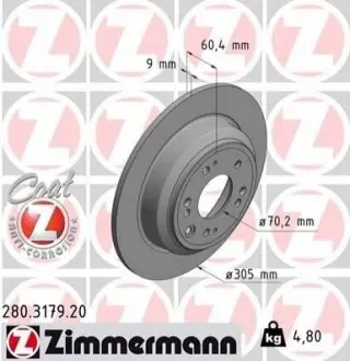 Диск тормозной зад Accord c 2008г (305x9) ZIMMERMANN 280317920 Купить в Украине