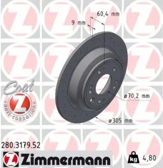 Тормозной диск ZIMMERMANN 280317952