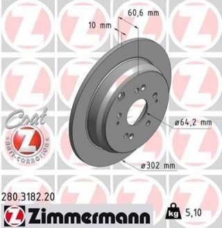 Диск тормозной Coat Z ZIMMERMANN 280318220 (фото 1)