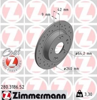 Тормозной диск ZIMMERMANN 280318652 (фото 1)