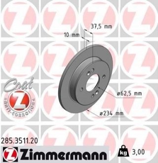 Тормозной диск ZIMMERMANN 285351120