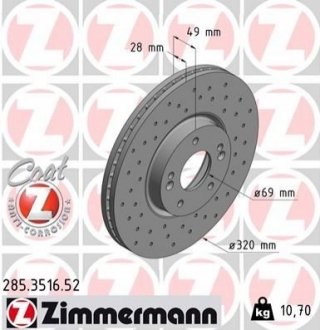 Гальмівний диск ZIMMERMANN 285351652 (фото 1)