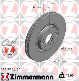 Тормозной диск ZIMMERMANN 285352420