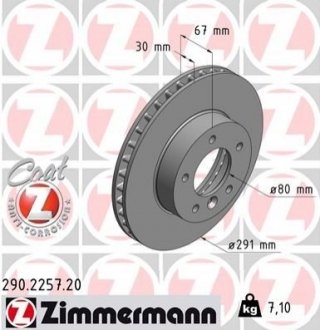 Гальмівний диск ZIMMERMANN 290225720 (фото 1)