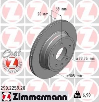 Гальмівний диск ZIMMERMANN 290225920