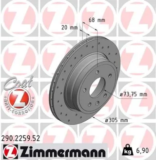 Гальмівний диск ZIMMERMANN 290225952