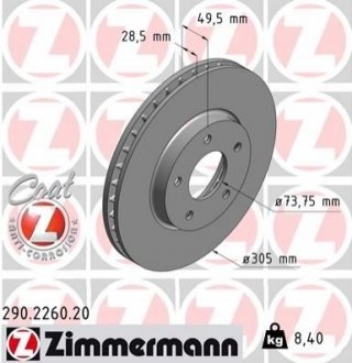 Тормозной диск ZIMMERMANN 290226020 (фото 1)