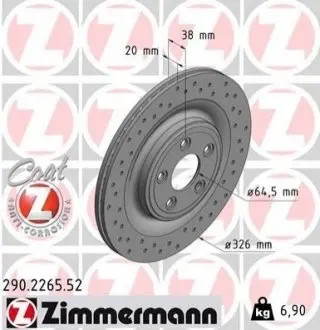 Тормозной диск ZIMMERMANN 290226552 Купить в Украине