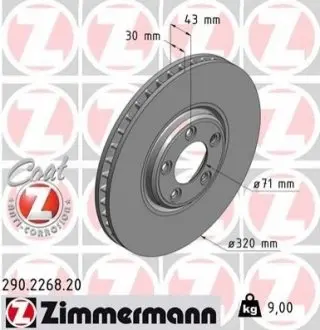Гальмівний диск ZIMMERMANN 290226820