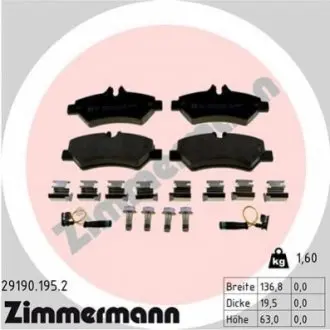 Колодки гальмівні (задні) MB Sprinter (W906) 309-519 06-18 (BOSCH) (+датчики) ZIMMERMANN 291901952 Купити в Україні